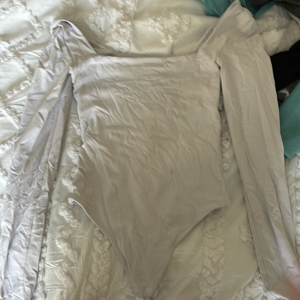 babton aritiza long sleeve body suit!/ white